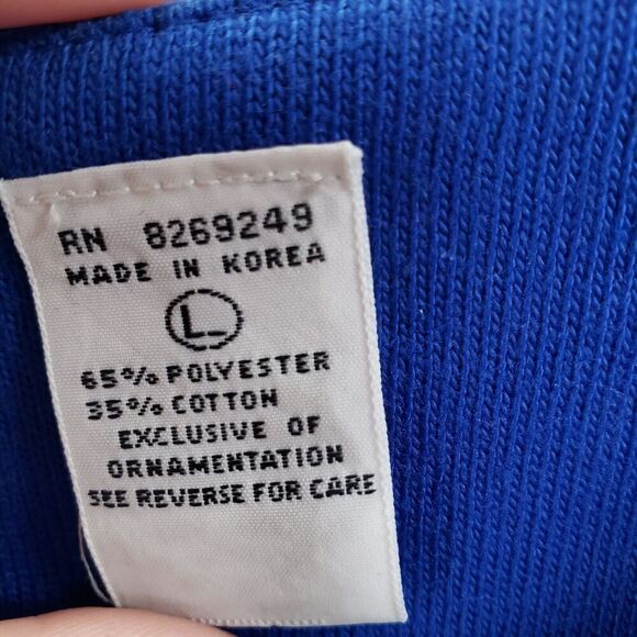 Vintage 80's Bling Sweatshirt Womens Large Blue Sequin Rhinestones Dolman Sleeve - Picture 6 of 13